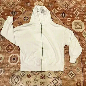 Subdued Full Zip White Hoodie
